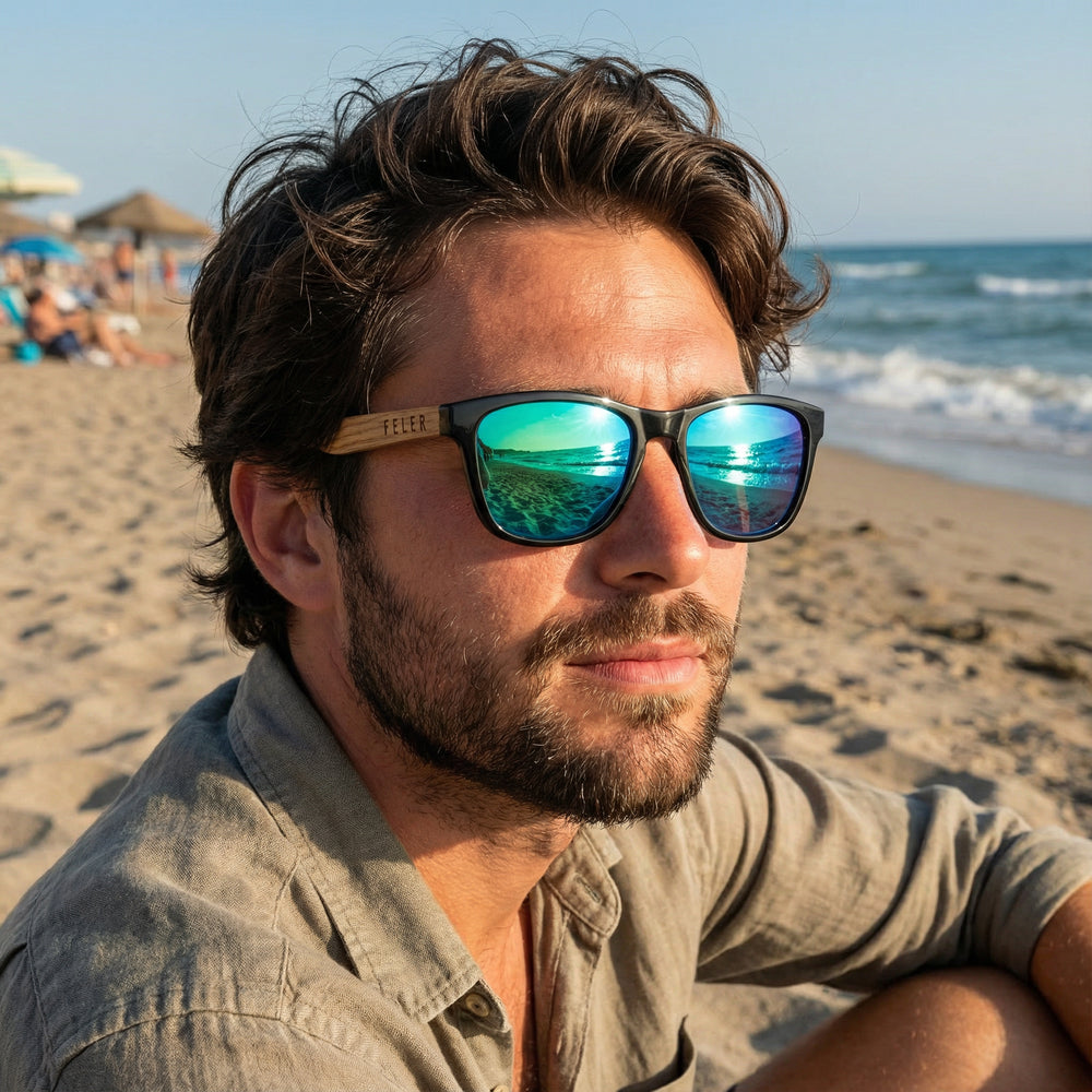 Feler 1505M-1 Wooden Sunglasses - GREEN UNISEX Size 52 mm