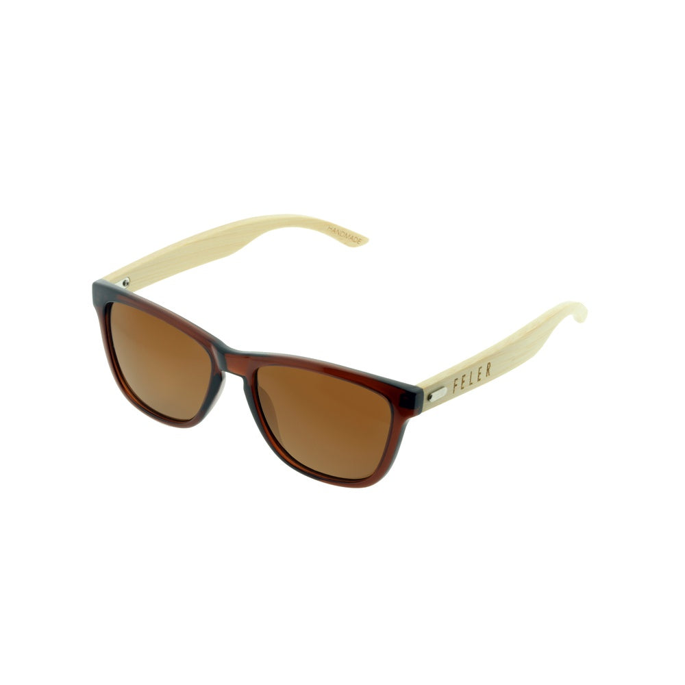 FELER B1039-2 Wooden Sunglasses - BROWN UNISEX Size 50 mm