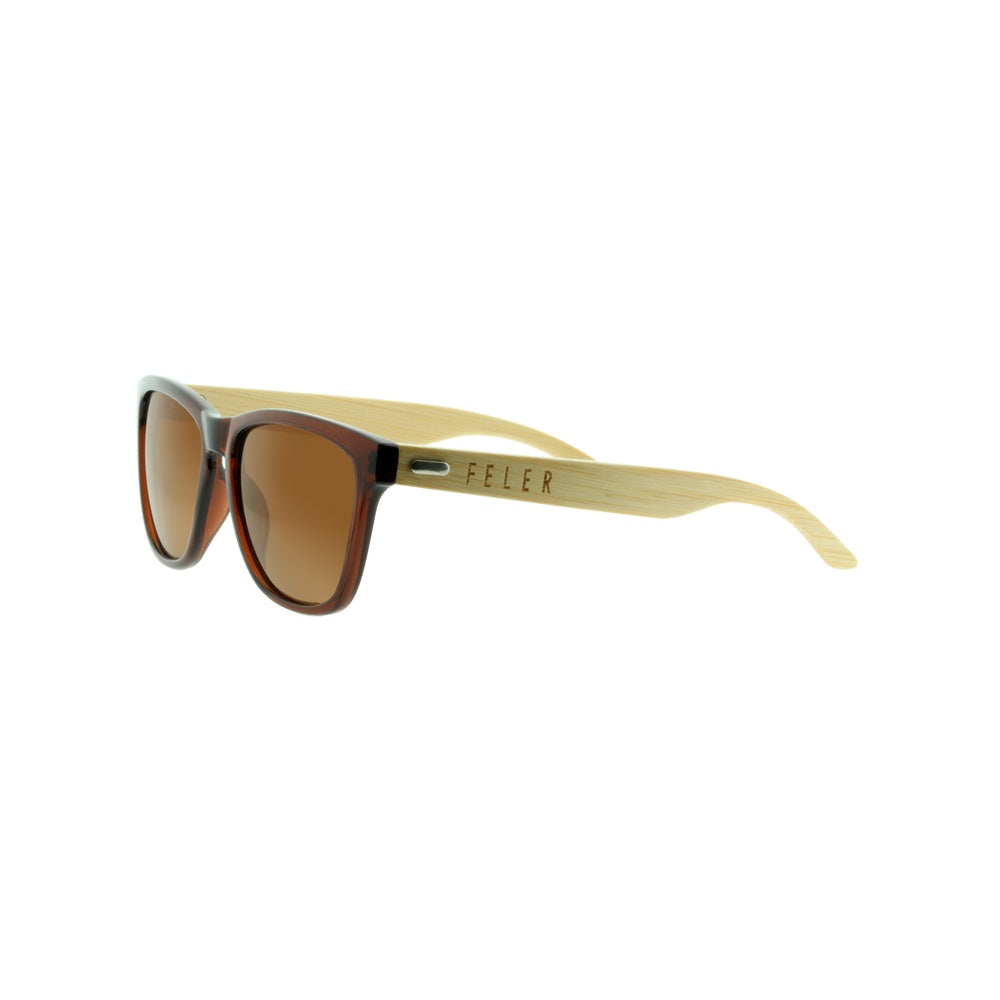 FELER B1039-2 Wooden Sunglasses - BROWN UNISEX Size 50 mm