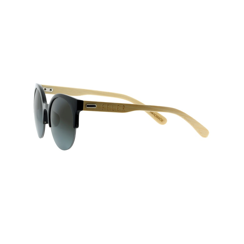 Feler 1035-1 Wooden Sunglasses - BLACK UNISEX Size 52 mm
