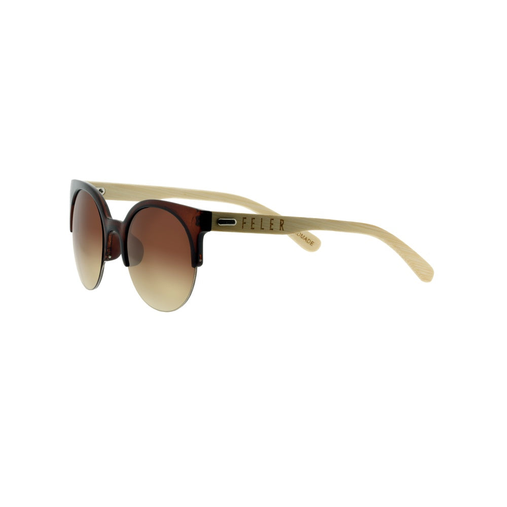 FELER 1035-2 Wooden Sunglasses - BROWN UNISEX Size 52 mm